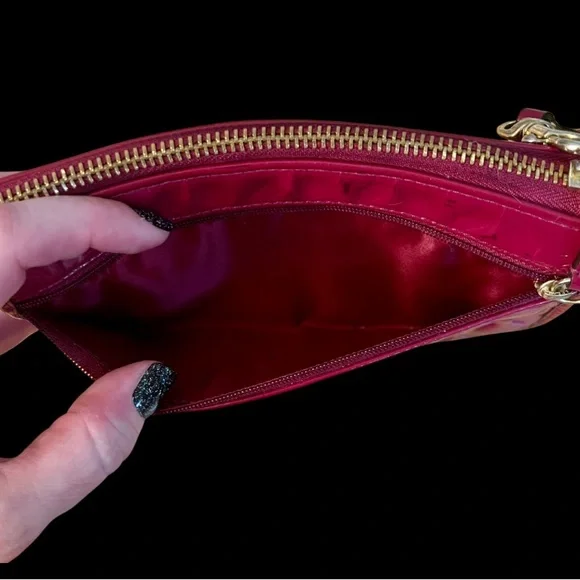 Coach Berry Colored Embossed Wristlet - Picture 3 of 9